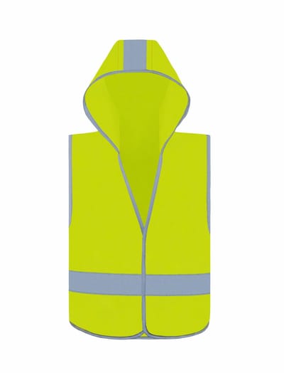 Korntex Kids´ Hooded Hi-Vis Safety Vest Odense KX504 - Signal Yellow - XS (3-6 Jahre)