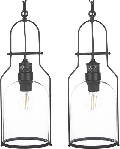BASHILO - Handlamp set van 2 - Zwart - IJzer