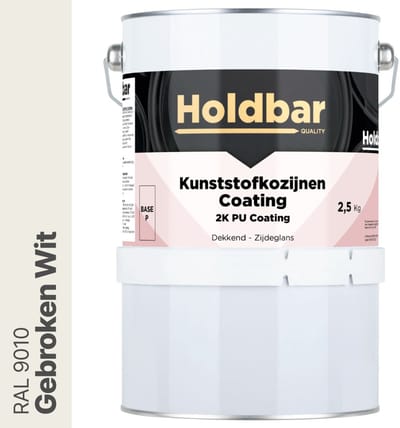 Holdbar Kunststofkozijnen Coating Gebroken Wit (RAL 9010) 2,5 Kg - Kunststof Kozijnen Schilderen - Hecht direct op kunststof - 100% UV-bestendig - kunststof kozijnen verven