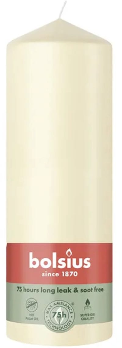 Bolsius Stompkaars Soft Pearl Ø68 x 200 mm – 75 Branduren – 6 Stuks – Crèmekleurige Sfeerkaarsen