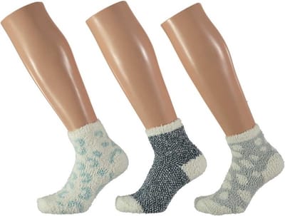 Apollo 3x stuks Meisjes bedsokken - blauw/wit mix - maat 27-30 - Kinder sokken