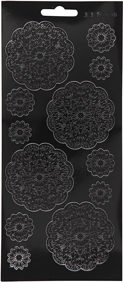 Stickers, bloemen, vel 10x23 cm, zwart, 1 vel
