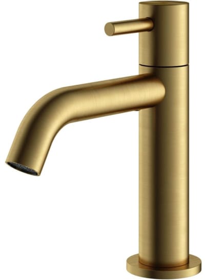 Hotbath Archie Fonteinkraan - Opbouw - Uitvoering BBP - Geborsteld Messing PVD - Messing - 97 mm - Waterbesparend