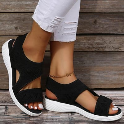 Sandalen Vrouw Zomer Stretch Stof Zomer Sandalias Mujer Lage Hakken Platte Schoenen Voor Vrouwen Casual Instappers Luxe Sandalen 40