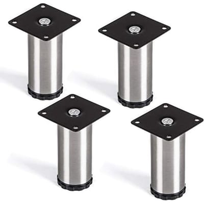 4 stuks SOTECH meubelpoot Lukas, RVS geborsteld, rond, diameter: 42 mm, hoogte: 100 mm, verstelbaar