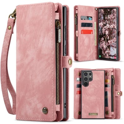 CaseMe Hoesje - Geschikt voor Samsung Galaxy S26 Ultra Hoesje - CaseMe 008 2-in-1 Book Case & Back Cover met Portemonnee - Roze