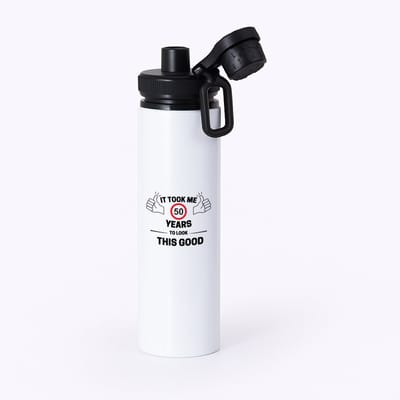 Hacebo® - It took me 50 years to look this good waterfles met draaidop zwart - mensen die 50 zijn geworden - 50 jaar Sarah en Abraham cadeau - Jubileum man en vrouw - Verjaardag - Grappige tekst - Jarig - Verjaardag - water fles - 850ML