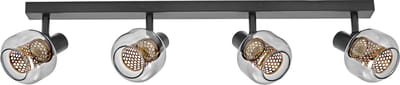 OSRAM Decor Spot Firefly lamp zwart in industriële stijl, 4 x 2,8 W, 1000 lm, 2700 K, metalen en glazen behuizing, E14 fitting, eenvoudige installatie, dimbare lamp inbegrepen