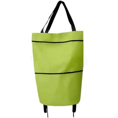 Sac de courses pliable vert avec roues Couleur unie Extensible Tissu Oxford Pliable à roulettes Épicerie yellow