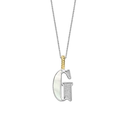 TI SENTO Dames Hanger - 925 zilver - Letter G - Parelmoer - 6840MW_G