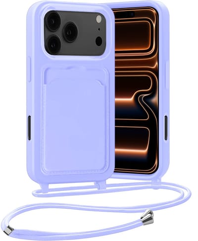 Hoesje Geschikt voor iPhone 17 Pro Max / 18 Pro Max Hoesje Met Telefoonketting Pasjeshouder Case Koord - Hoesje Geschikt voor iPhone 17 Pro Max / 18 Pro Max Hoes Met Kaarthouder - Lila