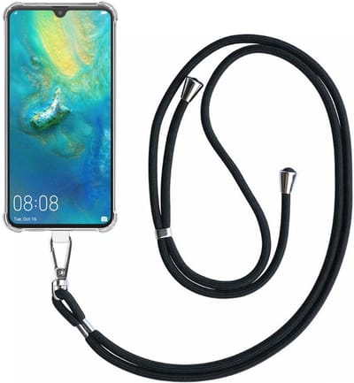 Smartphonica Telefoonhoesje Geschikt voor Huawei Mate 20 Transparant Schokbestendig met Afneembaar Universeel Telefoonkoord - Backcover Case Siliconen ShockProof with Lanyard