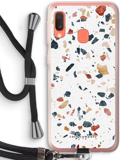 Case Company® - Hoesje met koord geschikt voor Samsung Galaxy A20e hoesje met Koord - Terrazzo N°4 - Telefoonhoesje met Zwart Koord - Bescherming aan alle Kanten en Over de Schermrand