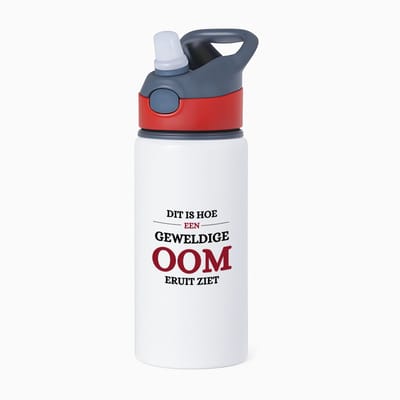 Hacebo® - Meest geweldige oom waterfles met rietje rood - Oom - een oom - verjaardagscadeau - cadeau voor oom - kado - water fles - 650ML
