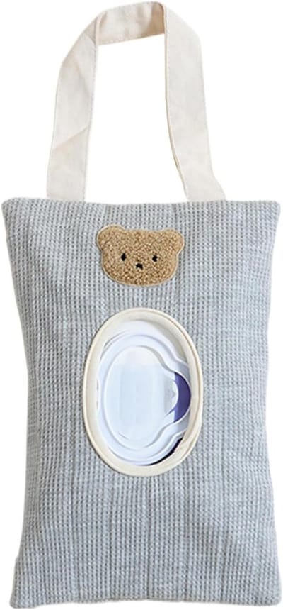 Navulbare Doekjes Dispenser - Vochtige Doekjes Houder - Baby Verzorging Onderweg - Wandmontage Mogelijk - 25 cm Hoog - Grijs