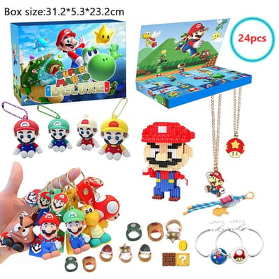 Super Mario Adventskalender Speelgoed 24 stuks/Set Kawaii Mario Anime Actiefiguur PVC Model Poppen Kerstkalender Speelgoed Voor Kinderen