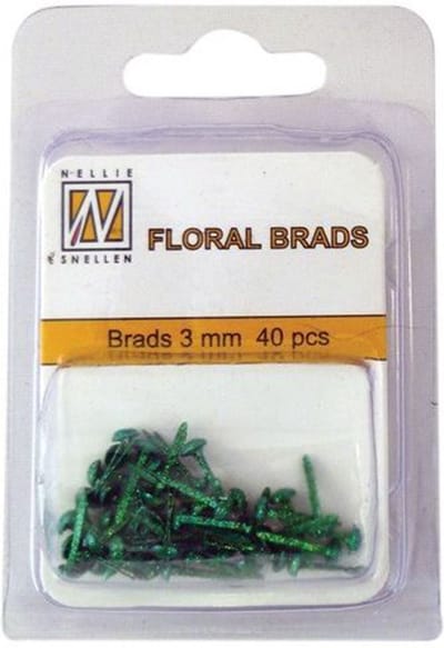 Nellie Snellen Floral Glitter Brads 3mm - 40stuks - Bottle Groen