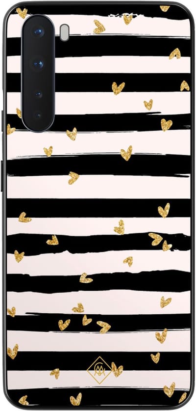 Casimoda® hoesje - Geschikt voor OnePlus Nord - Hart Streepjes - TPU - Backcover - Groen - Gestreept