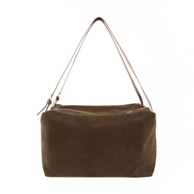 Solier Lora FL42 - Suède Schoudertas Dames - Ruime inhoud - Geschikt voor A4 - Kleur Cappuccino