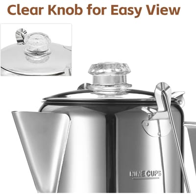 Cafetière percolateur en acier inoxydable, 1,2 l, 9 tasses, pour l'extérieur, pour le Camping, la cuisine et la maison