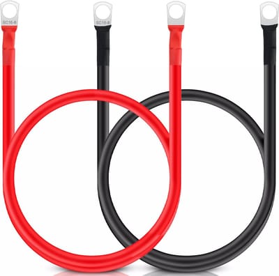 OUYLAF kabel - accukabel - 2 x 12 V M8 accukabel - 16 mm auto-accukabel - 5AWG - 50cm - 12 V sterke accukabel - voor motorfiets, zonne-auto-accu