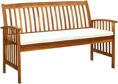 Tuinbank met kussen - Buitenbank bankje - Ontspannen in de tuin - Massief acaciahout - 147 cm breed - Natuurlijk hout