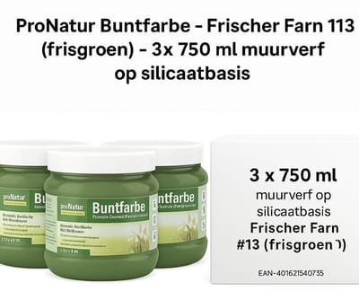 ProNatur Buntfarbe - Frischer Farn #13 (frisgroen) - 3x 750 ml muurverf op silicaatbasis