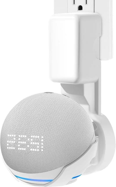 Houder voor Echo Pop, Wandmontage met Kabelbeheer, Geen Schroeven Nodig, Speaker Accessoire, Wit, 1 Stuk - Perfecte Stand voor Slimme Speaker, Ruimtebesparend en Stijlvol