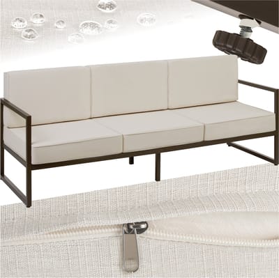 tectake® Comosa Loungebank - 3-zits Tuinbank - Comfortabele Lounge Bank met Dikke Kussens - Outdoor Sofa met Waterafstotende Hoezen - Stevig Stalen Frame - Balkon en Tuin Loungebank - Tuinmeubelen