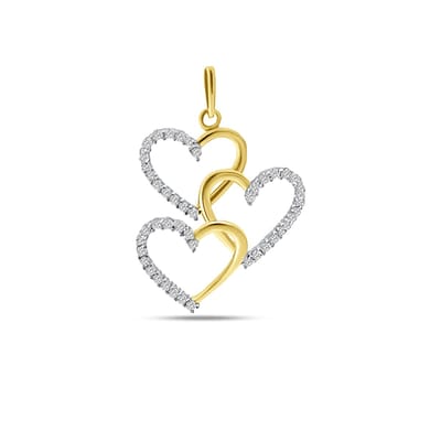 New Bling 9NBSAM-G230344 Gouden Hangertje Hartjes - Zirkonia - 20,7x17,6mm - 14 Karaat - Goud