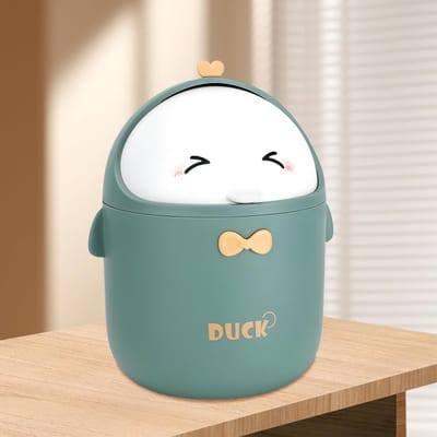 Prullenbak met deksel - Mini vuilnisbak - Bureau organiseren - Schattig cartoon design - 19 x 12 cm - Meerdere kleuren