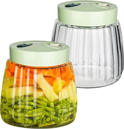 YHNDECO Kimchi Jar with Screw Lid, Pack of 2 with Screw Lid, for Homemade Jam, Preserve, Fermentation