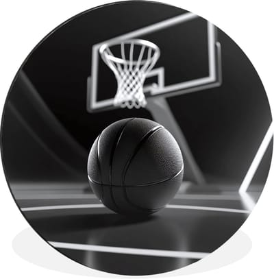 WallCircle - Wandcirkel - Muurcirkel - Basketbal - Basketbalveld - Lichtlijnen - Aluminium - Dibond - 30x30 cm - Binnen en Buiten