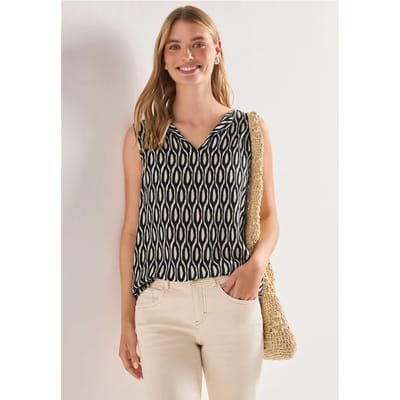 Top met structuurmix en print