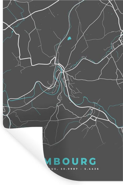 Muurstickers - Sticker Folie - Plattegrond – Limbourg – Blauw – Stadskaart - Kaart - België - 20x30 cm - Plakfolie - Muurstickers Kinderkamer - Zelfklevend Behang - Zelfklevend behangpapier - Stickerfolie
