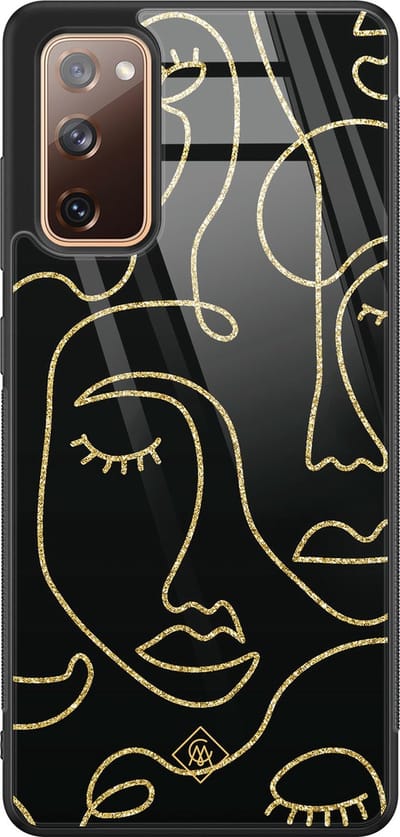 Casimoda® hoesje - Geschikt voor Samsung Galaxy S20 FE - Abstract Faces - Luxe Hard Case Zwart - Backcover telefoonhoesje - Zwart