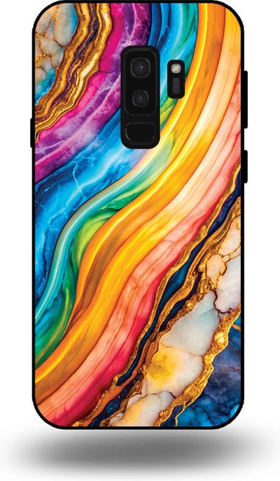 Smartphonica Telefoonhoesje Geschikt voor Samsung Galaxy S9 Plus met Regenboog Goud Marmer Opdruk - TPU Backcover Case Rainbow Gold Marble Design geschikt voor Samsung Galaxy S9 Plus