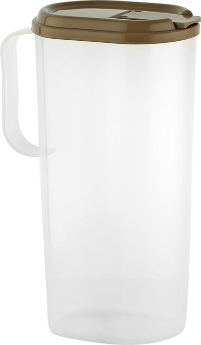 Benson Schenkkan - transparant/taupe bruin - 1,8 liter - kunststof - bruine afsluitbare deksel - waterkan