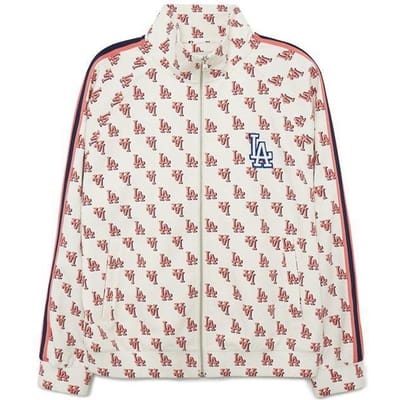 MLB Los Angeles Dodgers All Over Print Vintage Sport gestreepte Jas Uniseks Jas Crème 3ATRM0231-07CRS XS white