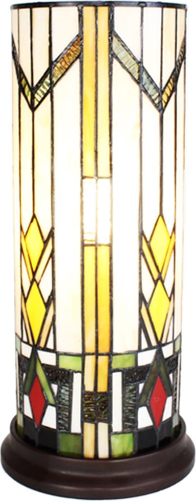 Lumilamp Tiffany Tafellamp Ø 18x40 cm Beige Geel Glas