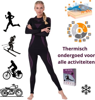 Thermisch ondergoed voor alle activiteiten, maat L , dames set, thermoshirt en thermobroek, kleding, sport, winter