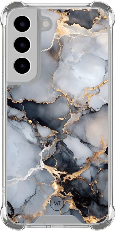 Hoesje (shockproof) geschikt voor Samsung Galaxy S22 - Marble mist - Extra sterke case - TPU/polycarbonaat - Marmer - Grijs, Transparant