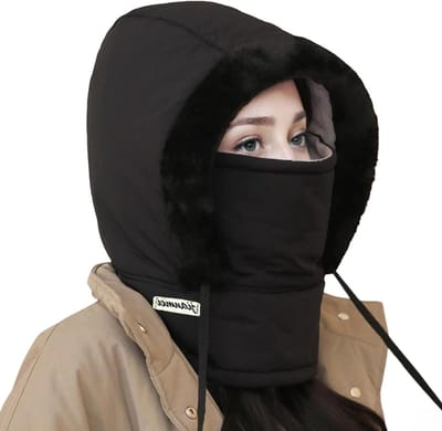 Dikke en Zachte Balaclava voor Vrouwen, 3-in-1 Ski Hoed met Nekwarmer en Verstelbare Trekkoord, Ideaal voor Koude Weersomstandigheden