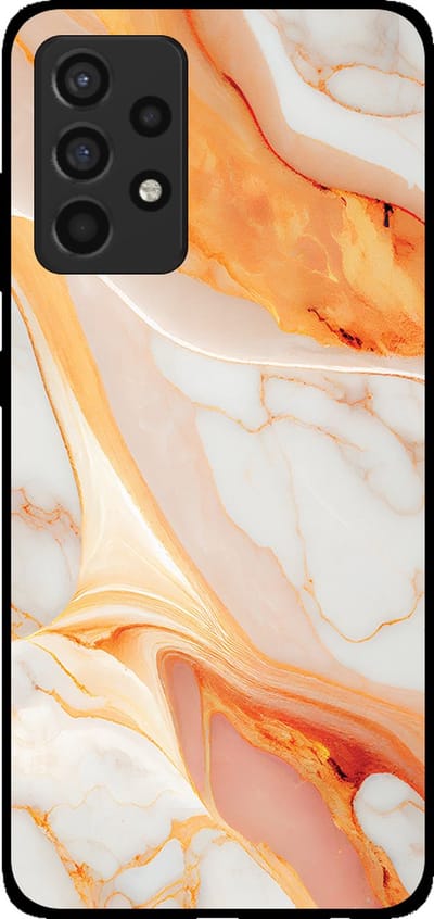 Smartphonica Telefoonhoesje voor Samsung Galaxy A52 met marmer opdruk - TPU backcover case marble design - Oranje geschikt voor Samsung Galaxy A52