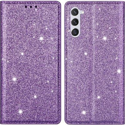 Coverup Hoesje - Geschikt voor Samsung Galaxy S24 Hoesje - Coverup Glitter Book Case - Paars