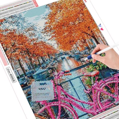 Schilderen met diamanten Fiets 5D Diamant Borduurwerk Volledige weergave Diamant Mozaïek Landschap Foto 20X30