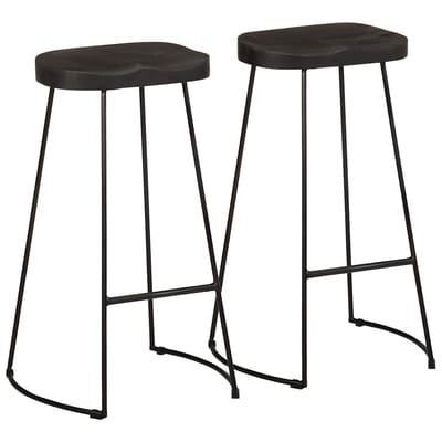 vidaXL - Barkrukken - 2 - st - zwart - 45x40x78 - cm - massief - mangohout