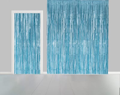 Folie gordijn metallic 2,4 meter x 1 meter baby blauw - festival themafeest huwelijk gala disco glitter and glamour wanddeco