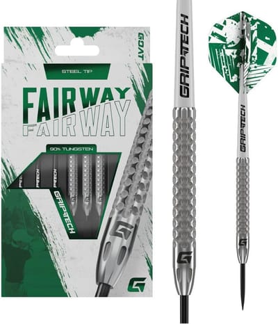 Steeldarts Fairway V2 - Dartpijlen Set - Darten Oefenen - 90% Tungsten - 22 Gram - Zilver