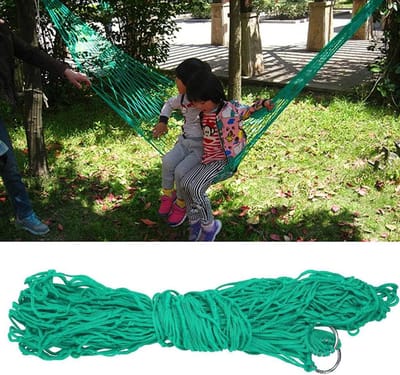 Hangmat Nylon Gaas - Kampeerhangmat Dubbel - Ontspannen Buiten - Ademende Mesh Constructie - 270 X 80 Cm - Gras Groen